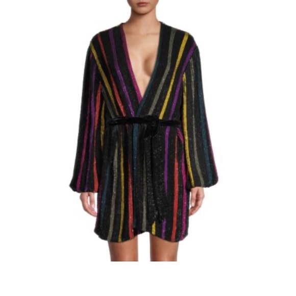 Retrofete Gabrielle rainbow zebra wrap dress nwt s - Picture 3 of 6